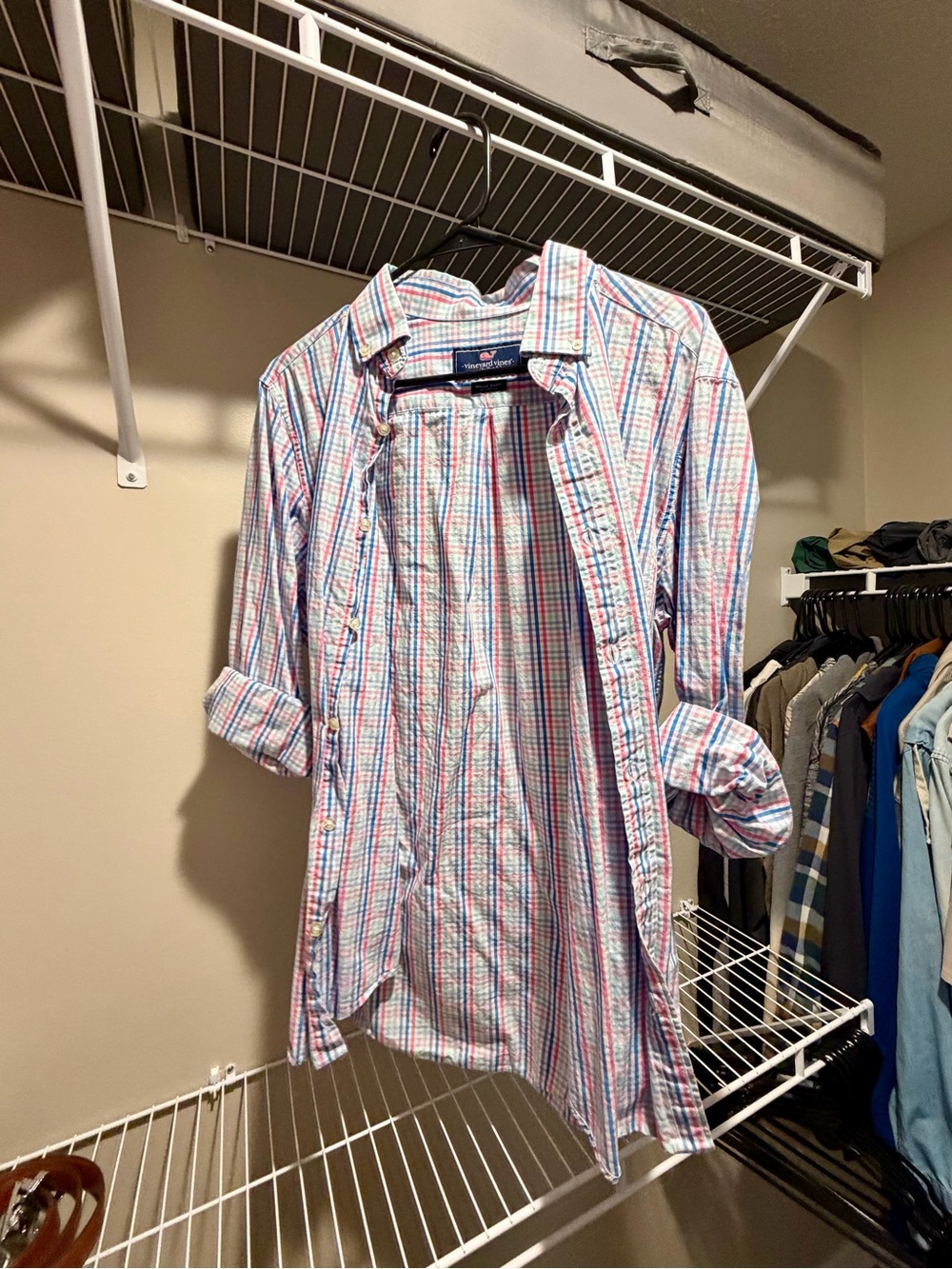 Vineyard Vines Men's Plaid Button-Down Shirt - Blue & Pink